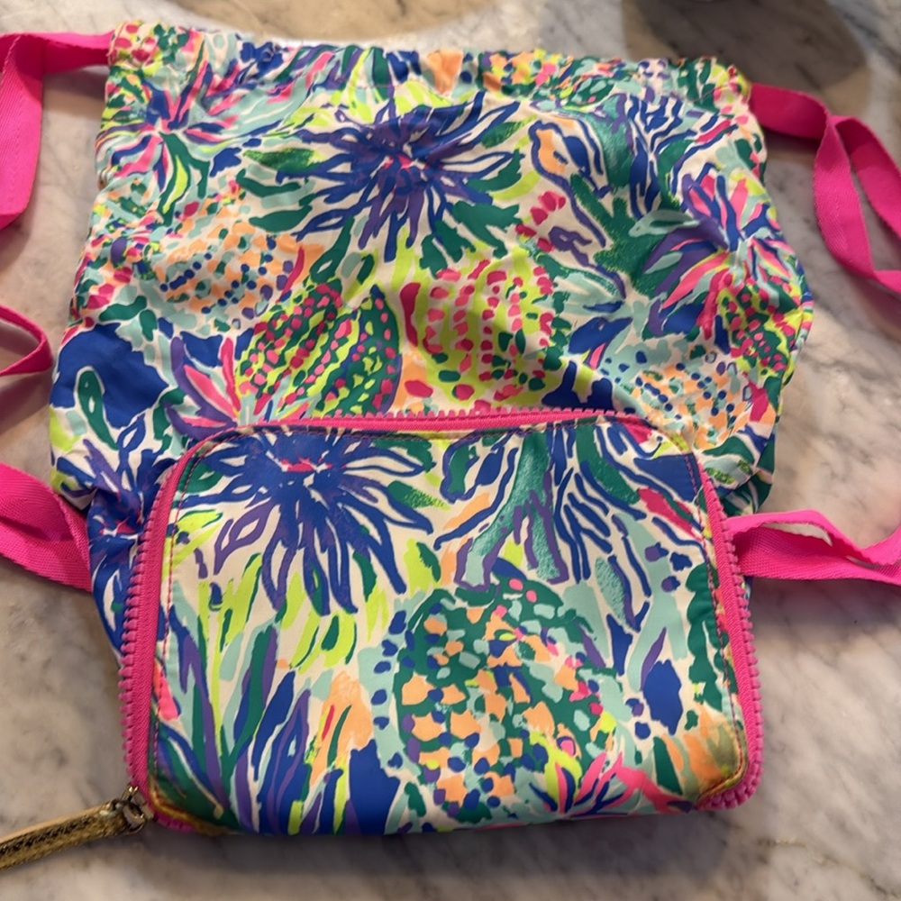 Lilly Pulitzer Patterned Drawstring Backpack - image 1